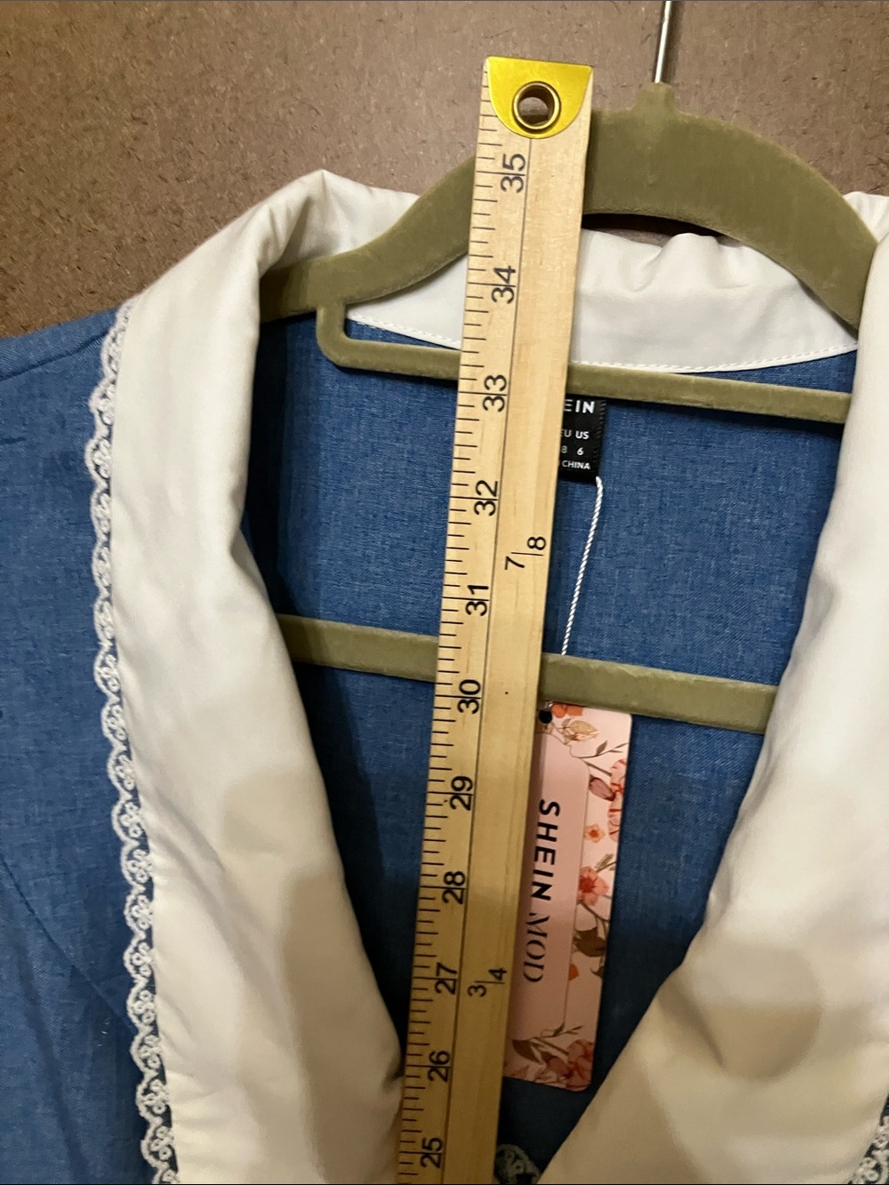 SHEIN Blue Sleeveless Dress with White Peter Pan Collar - Picture 6 of 8